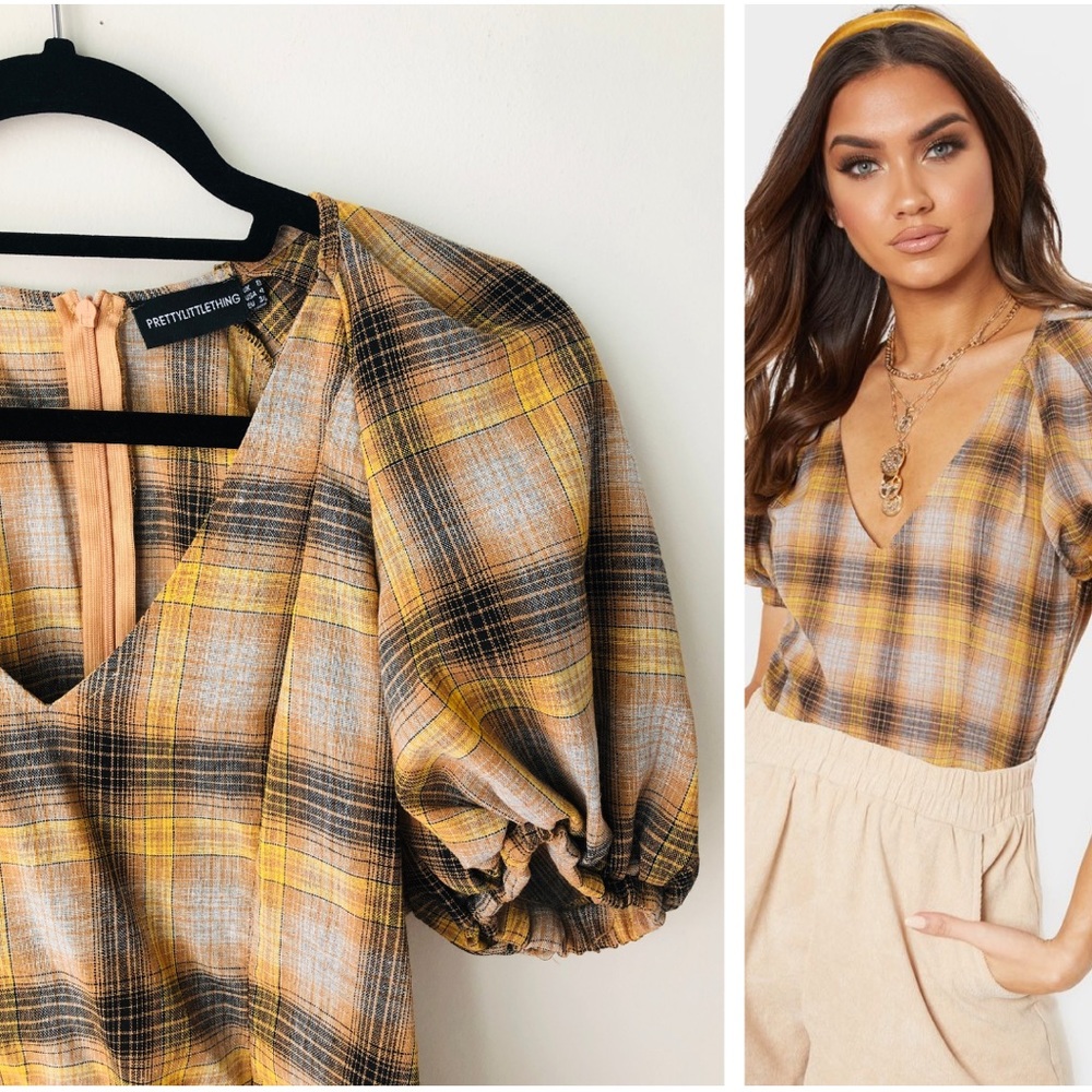 Pretty Little Thing Mustard Puff Top